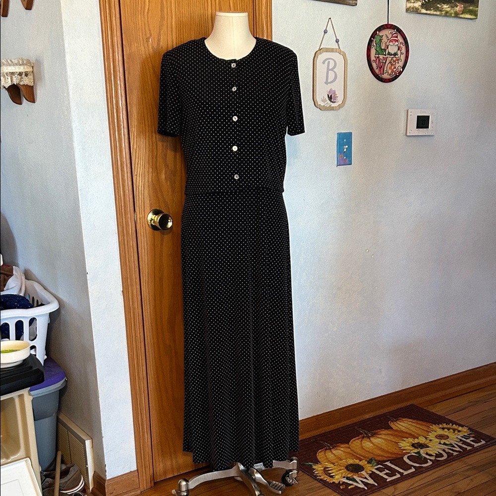Ronni Nicole Black Polka Dot Dress - Size 10